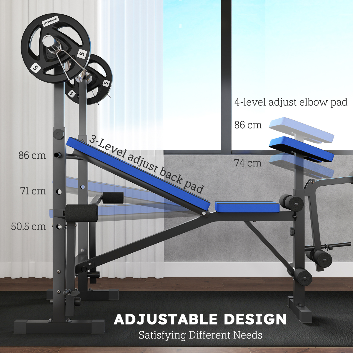 HOMCOM Adjustable Multi-Function Weight Bench with Squat Rack