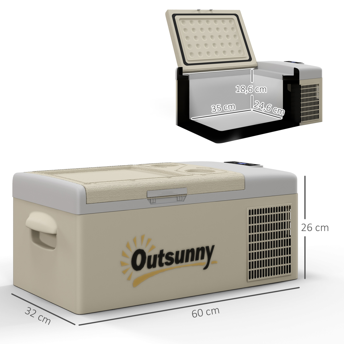 Outsunny 16L Car Fridge Freezer, 12/24V DC & 100-240V AC