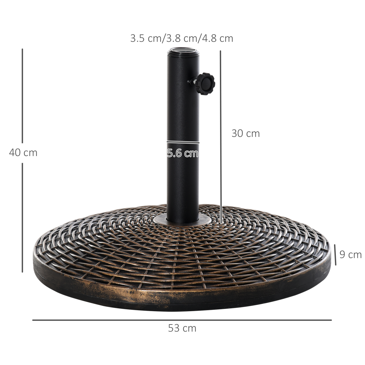 Outsunny 25kg Weighted Patio Umbrella Base with Rattan Finish