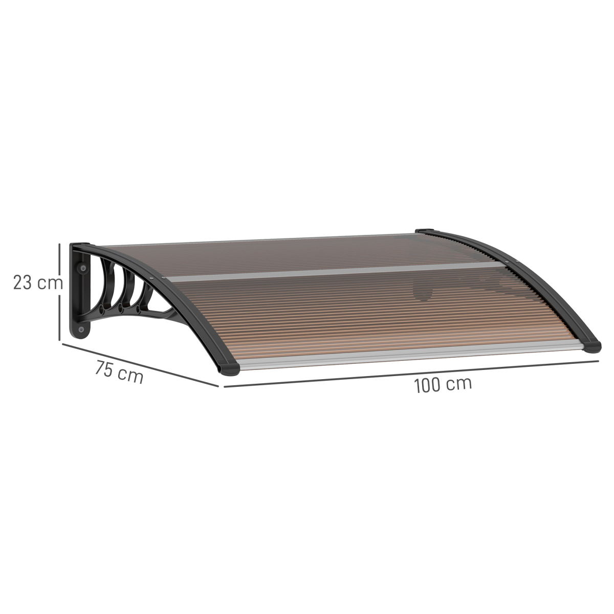 Outsunny Curved Polycarbonate Door Canopy with UV Protection, Brown