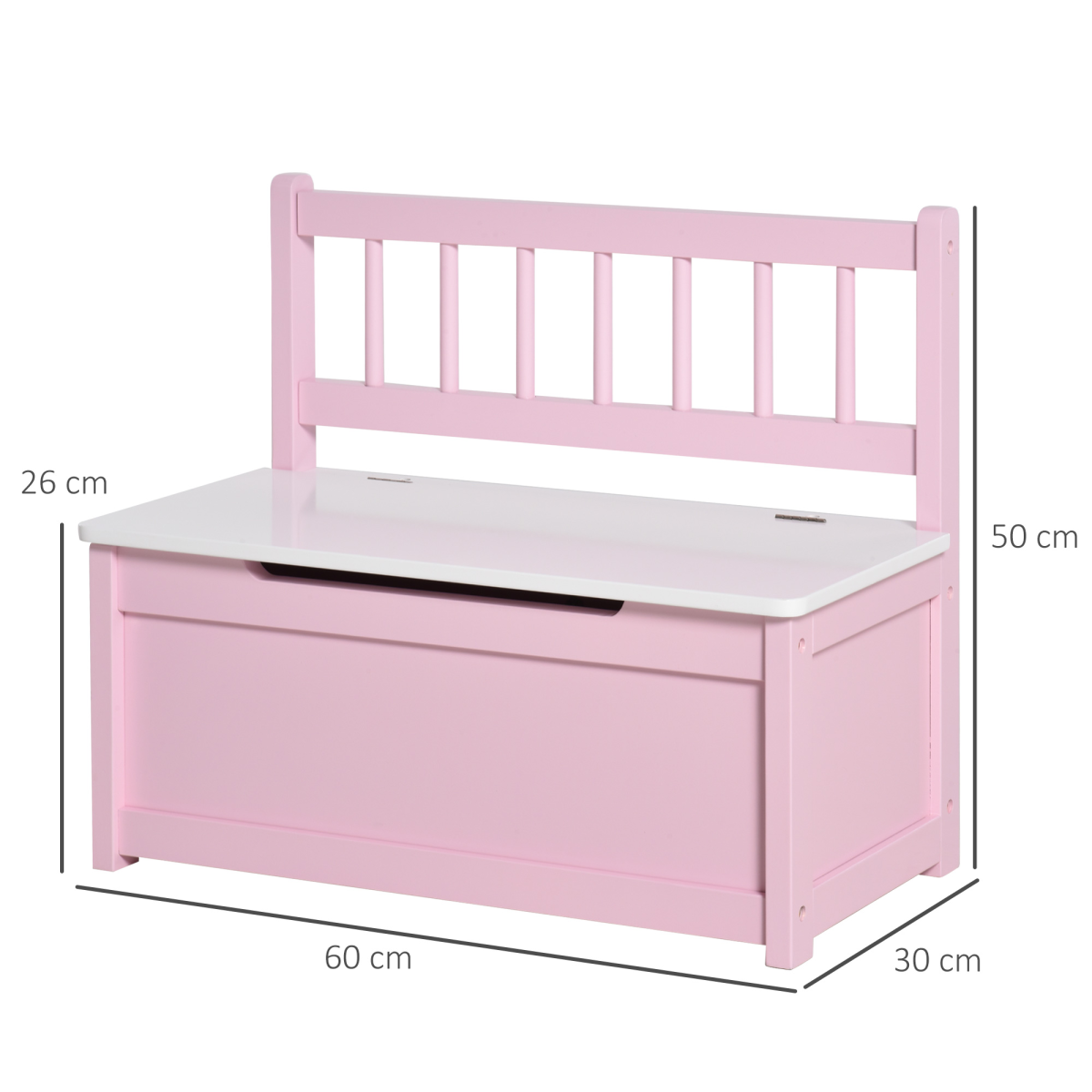 HOMCOM 2-in-1 Kids Wooden Toy Box Storage Bench with Seat, Backrest and Gas Stay Bar