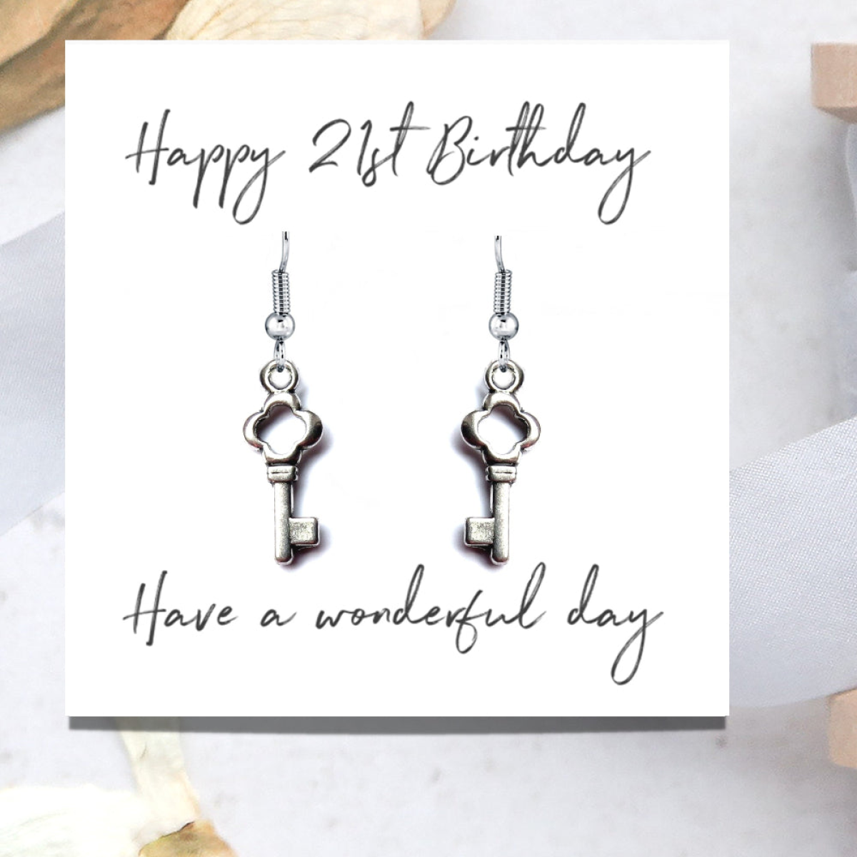 Happy 21st Birthday Earrings Mini Gift Hamper| 21st Key Earrings Gift | Daughters 21st Birthday | Girls 21st Birthday Gift Set UK