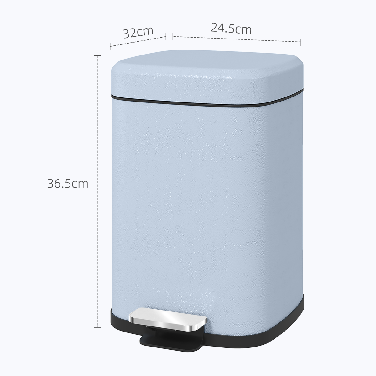 HOMCOM 12L Kitchen Pedal Bin with Soft-Close Lid, Light Blue