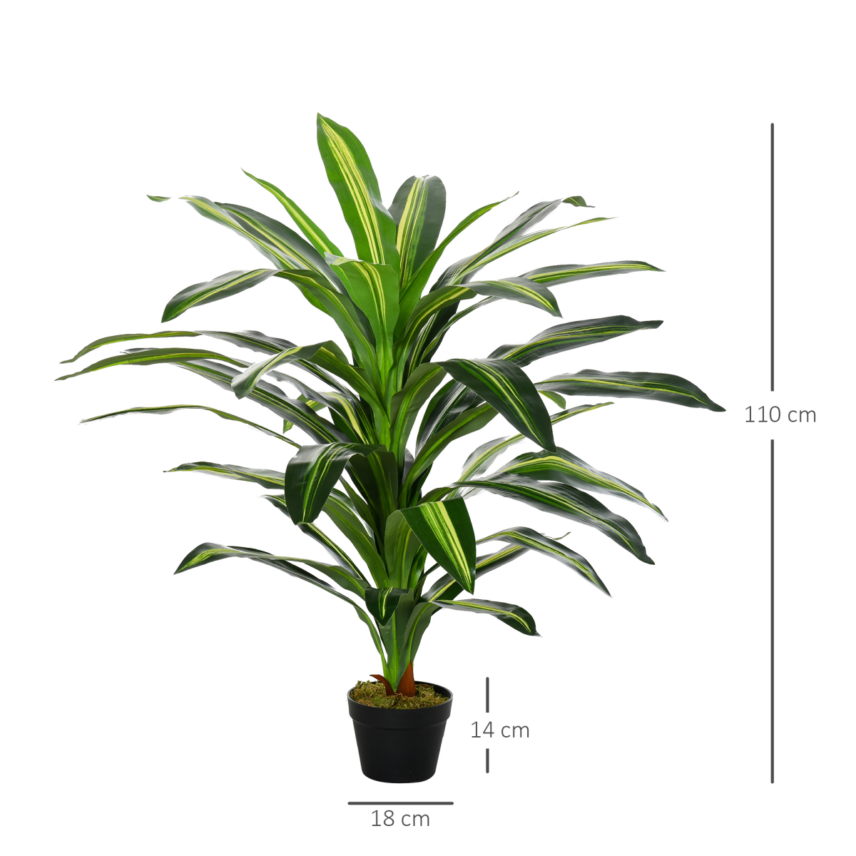 110cm Artificial Dracaena Tree, 40 Leaves Decorative Plant