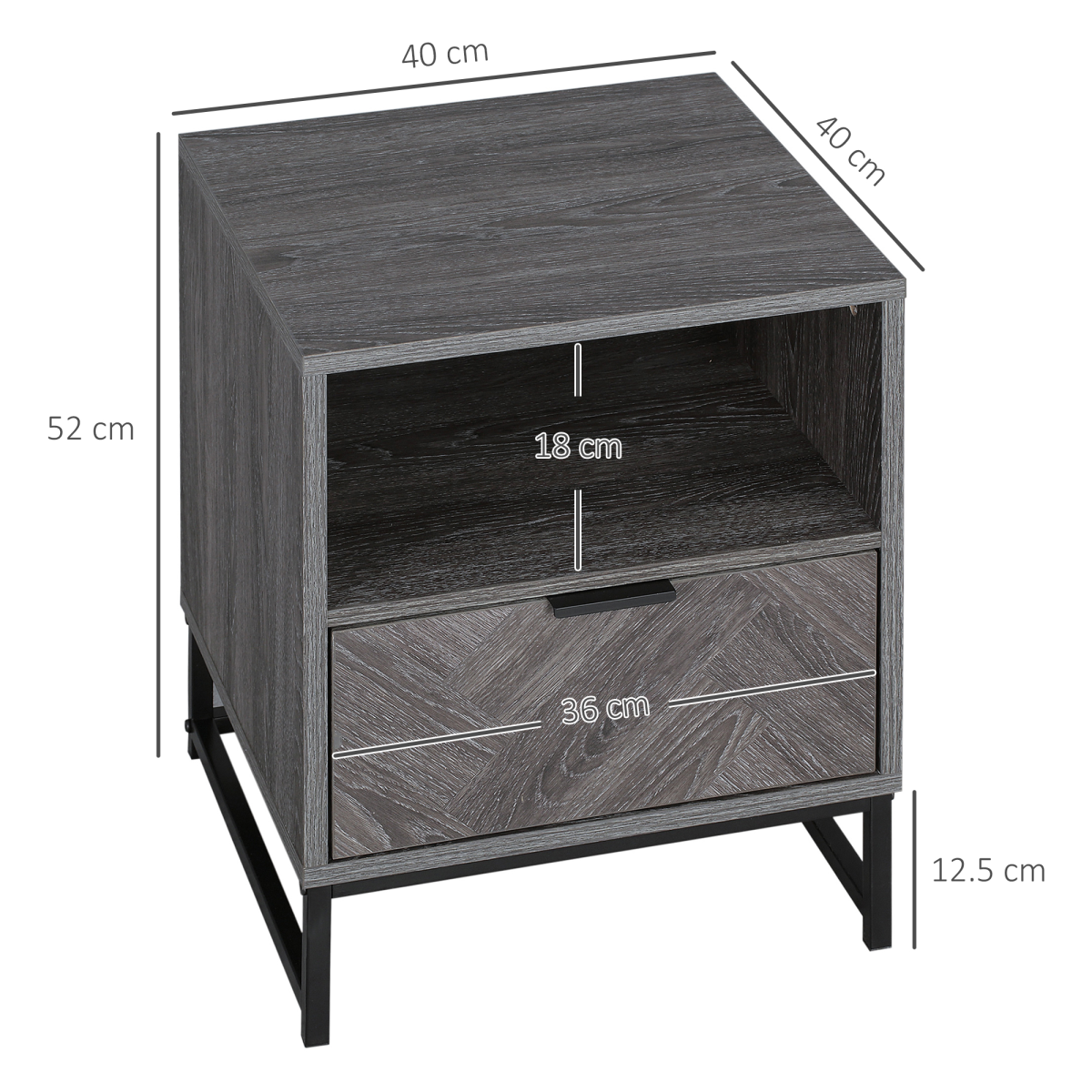 Nightstand with Drawer and Shelf, Bedside End Table