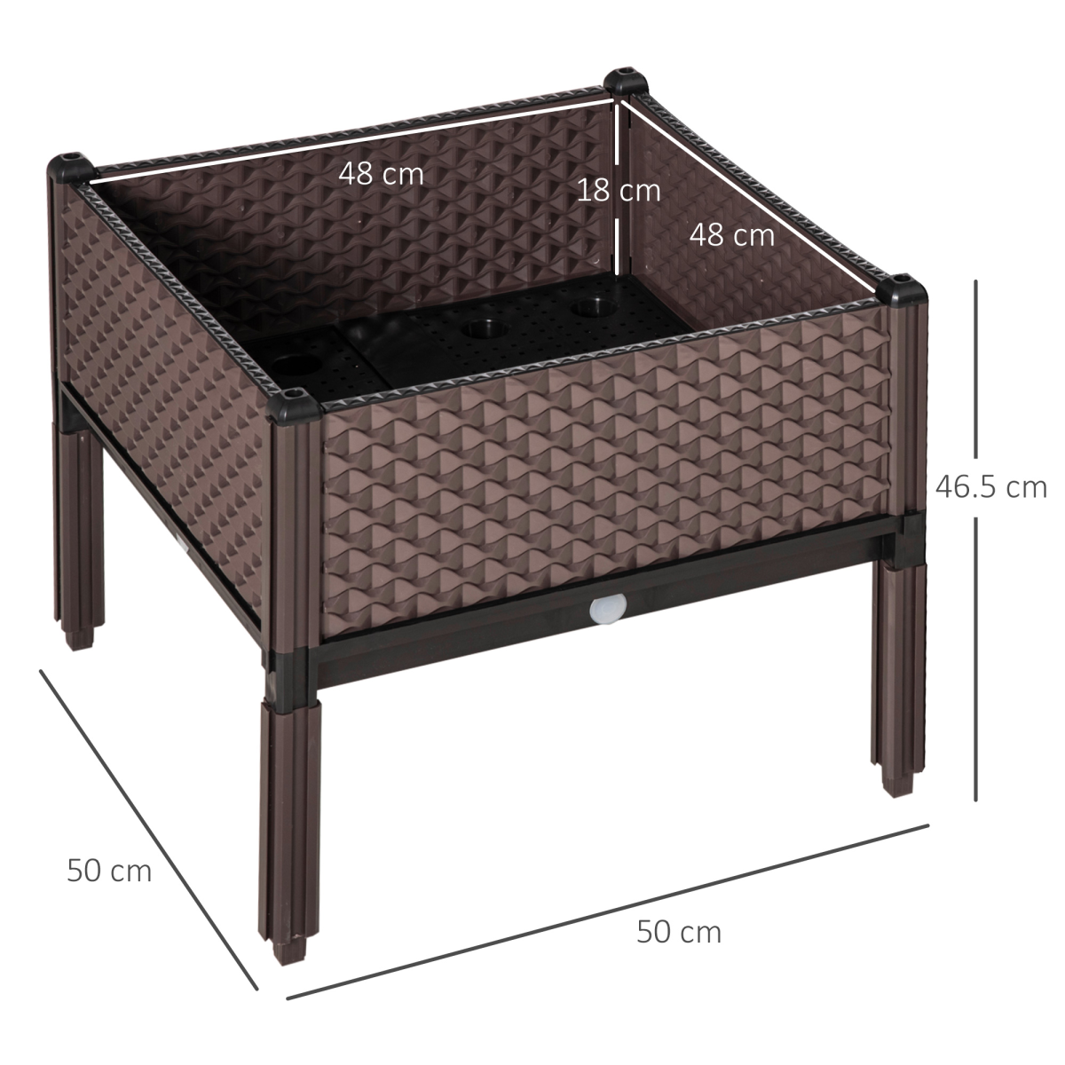 Outsunny Set of 2 Elevated Raised Garden Bed Planter Boxes for Flowers, Vegetables, Herbs, Patio, Deck, Balcony