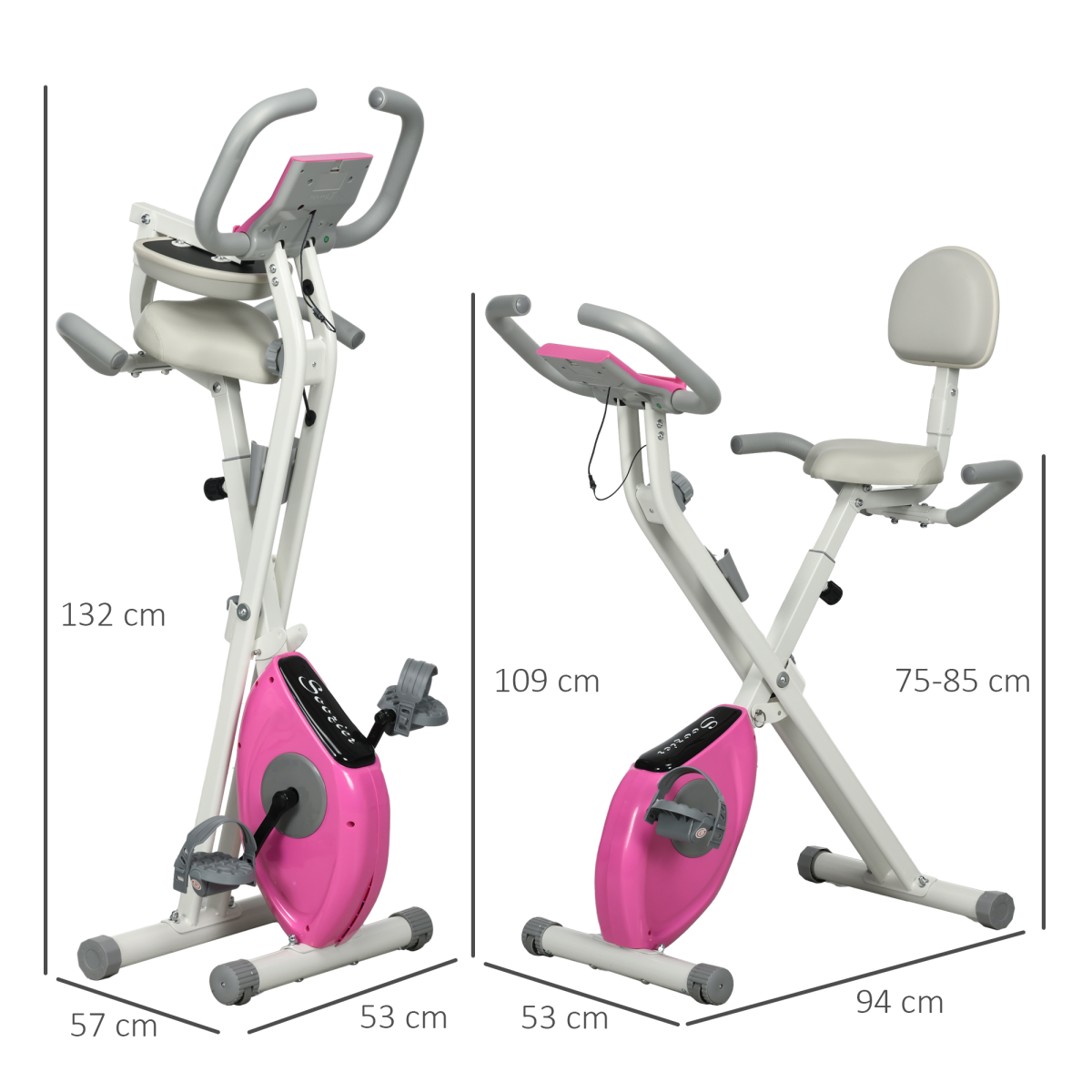 HOMCOM Folding Exercise Bike with 8-Level Magnetic Resistance, Adjustable Seat Height and LCD Display
