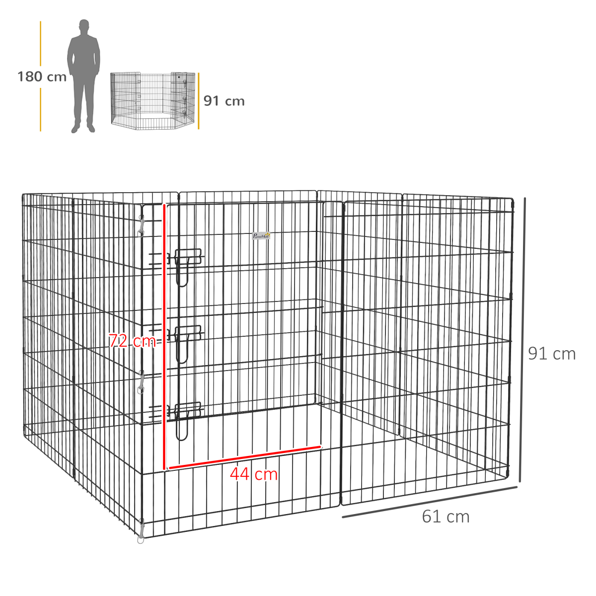 PawHut 8-Panel Metal DIY Dog Pen with Door, Indoor/Outdoor, 91cm High