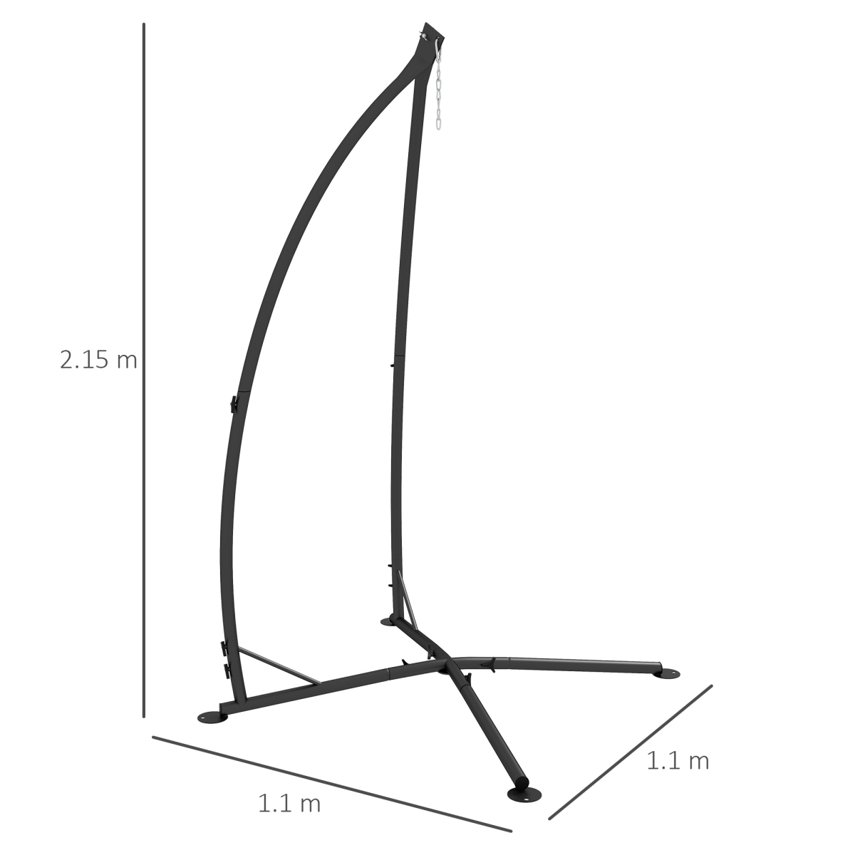 Outsunny Steel Hammock Chair Stand with Chain, Black