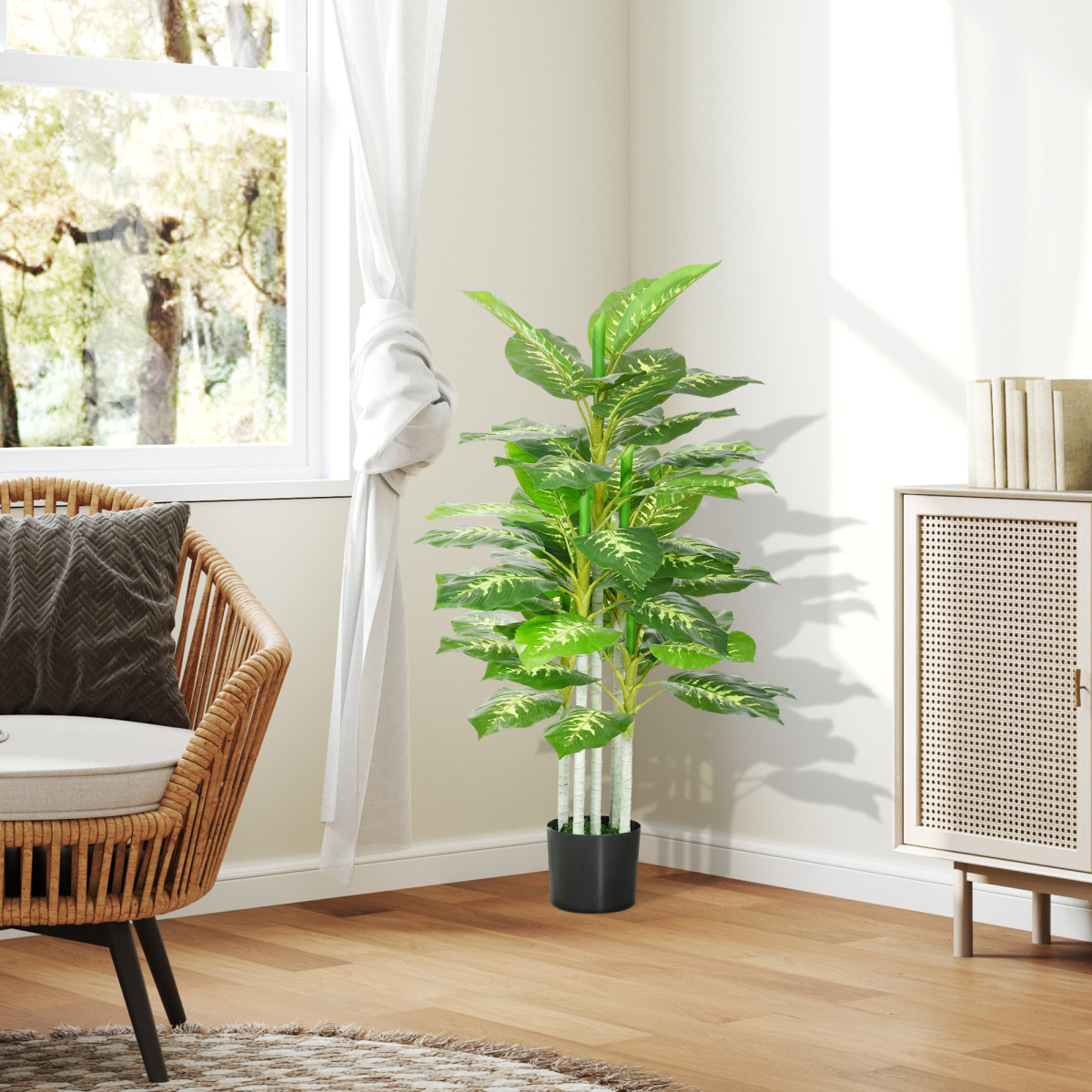 HOMCOM Artificial Evergreen Tree in Pot, Indoor Outdoor Decor