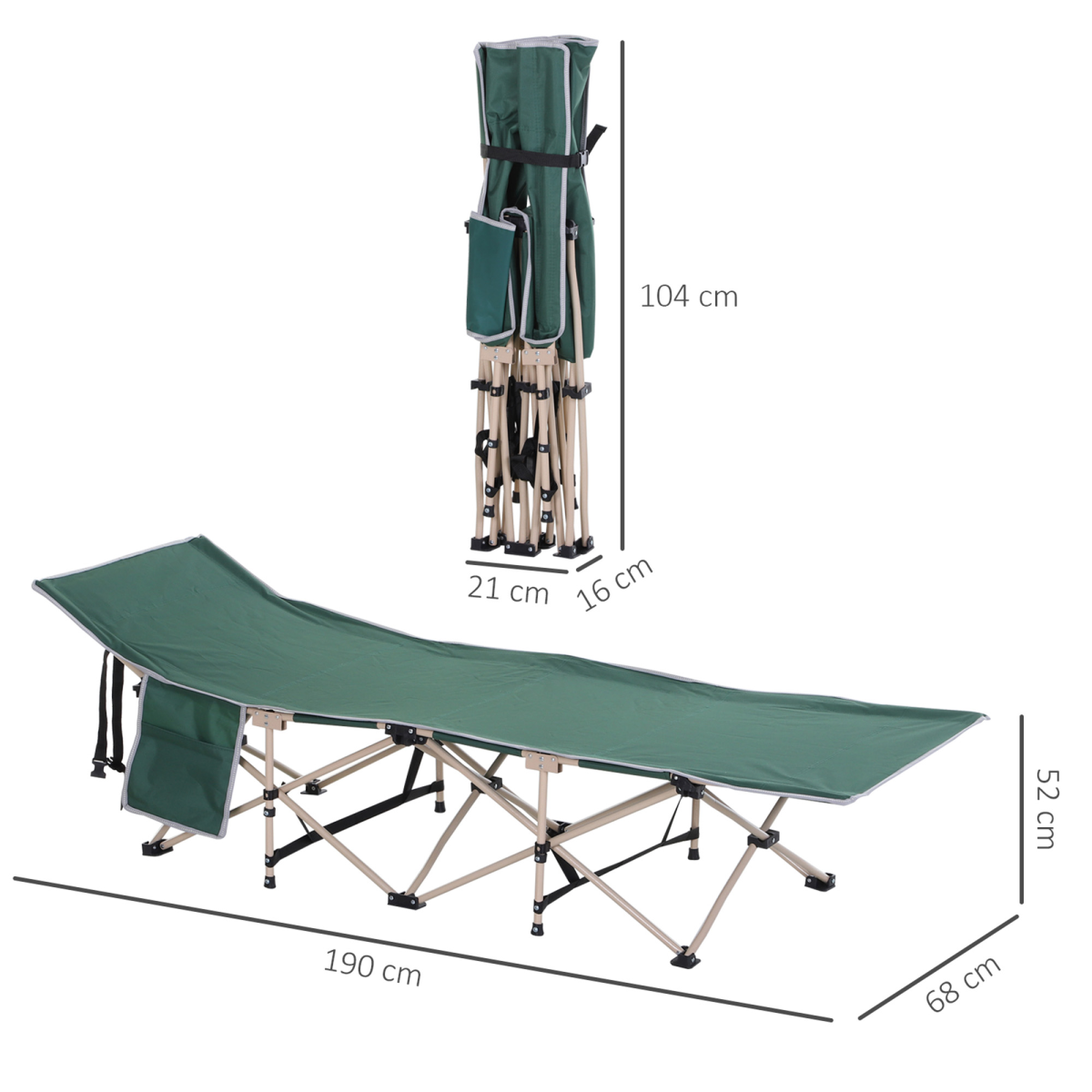 Portable Foldable Camping Cot with Carry Bag, Green