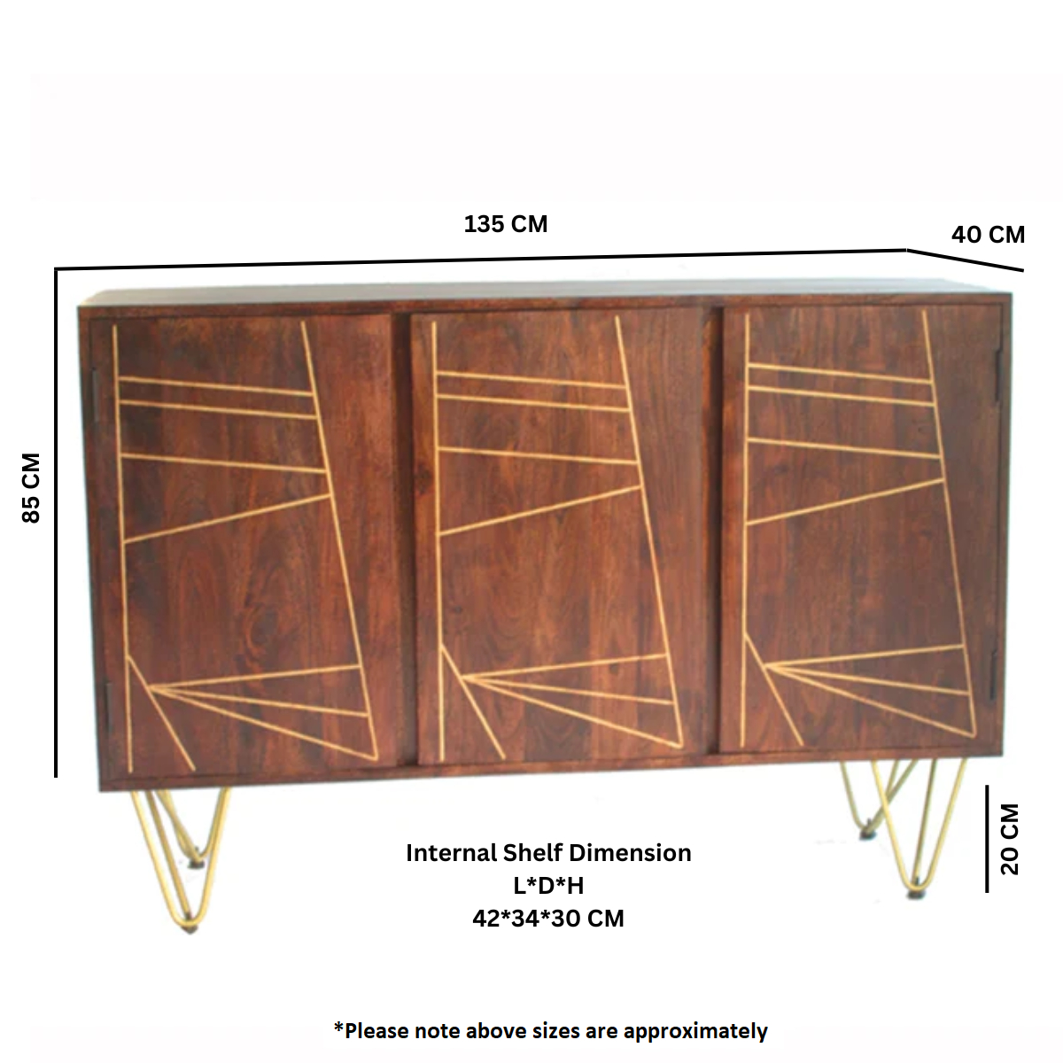 Dark Gold Large Sideboard