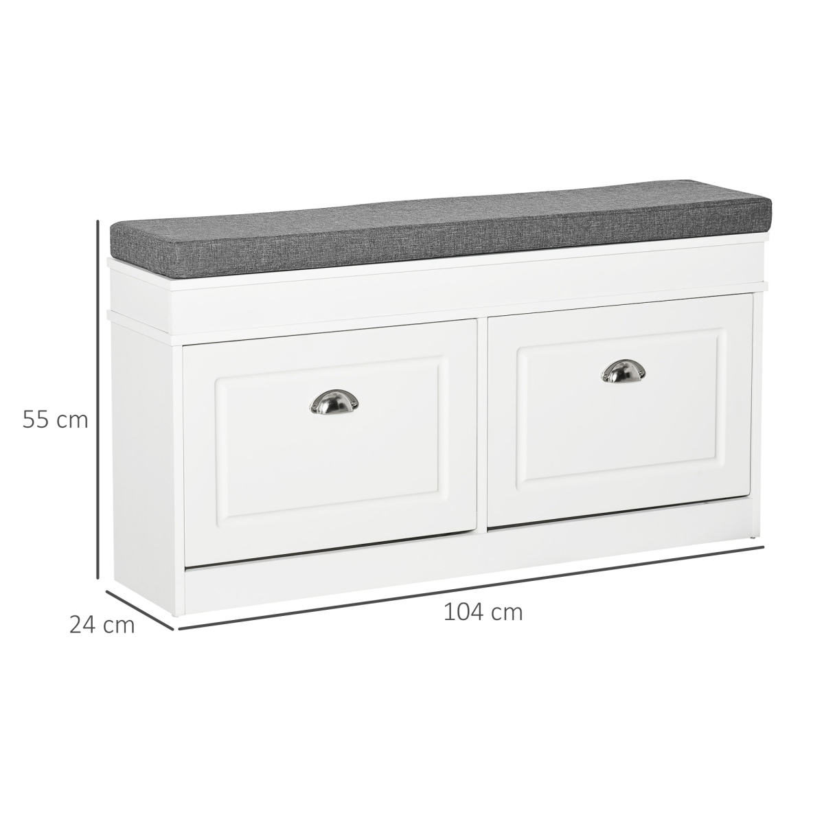 Shoe Storage Bench with Padded Seat Cushion and 2-Drawer Cabinet Organizer