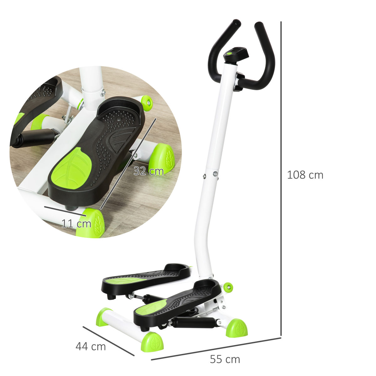 HOMCOM Adjustable Stepper Aerobic Ab Exercise Machine with LCD Monitor and Handle