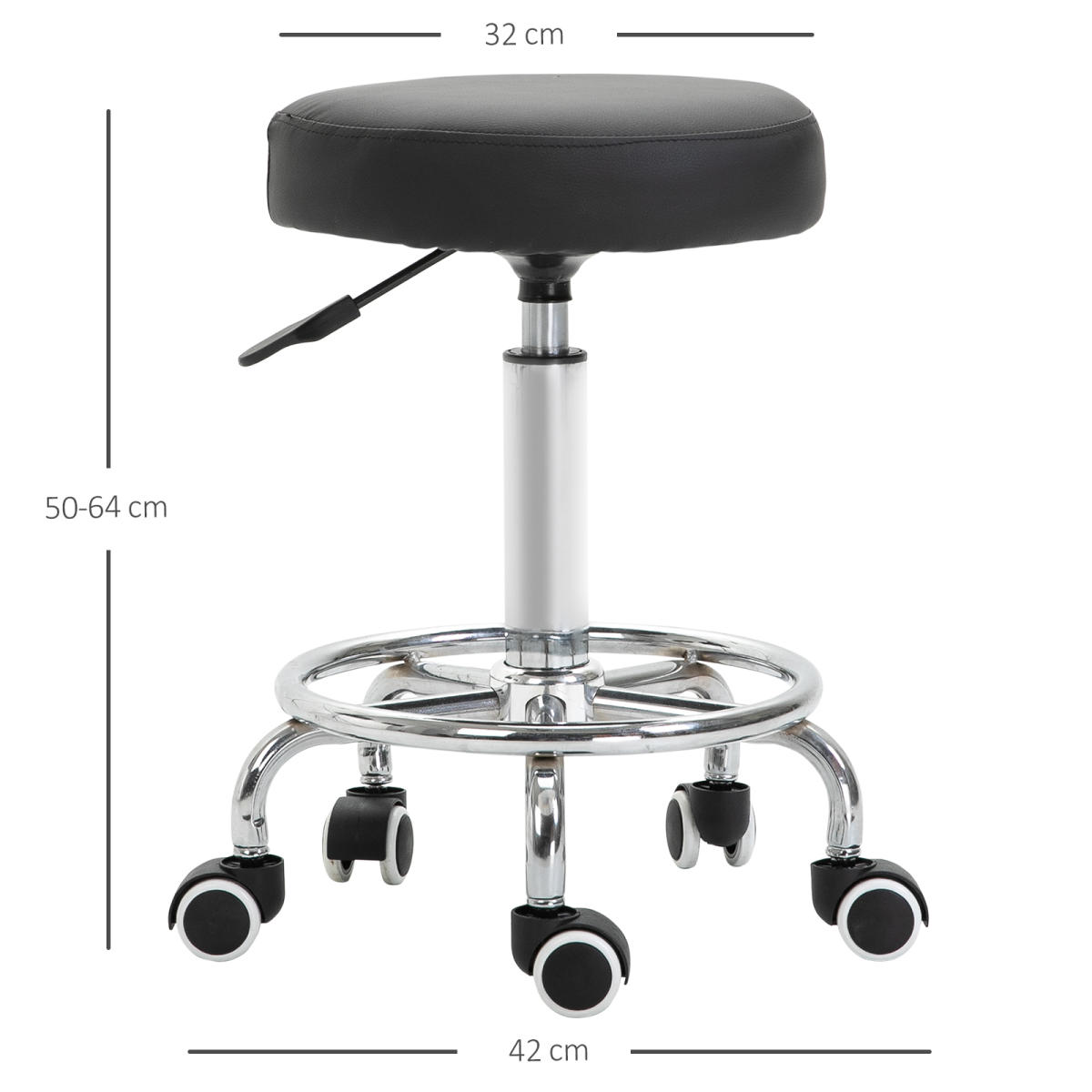 Outsunny Adjustable PU Leather Stool with Footrest