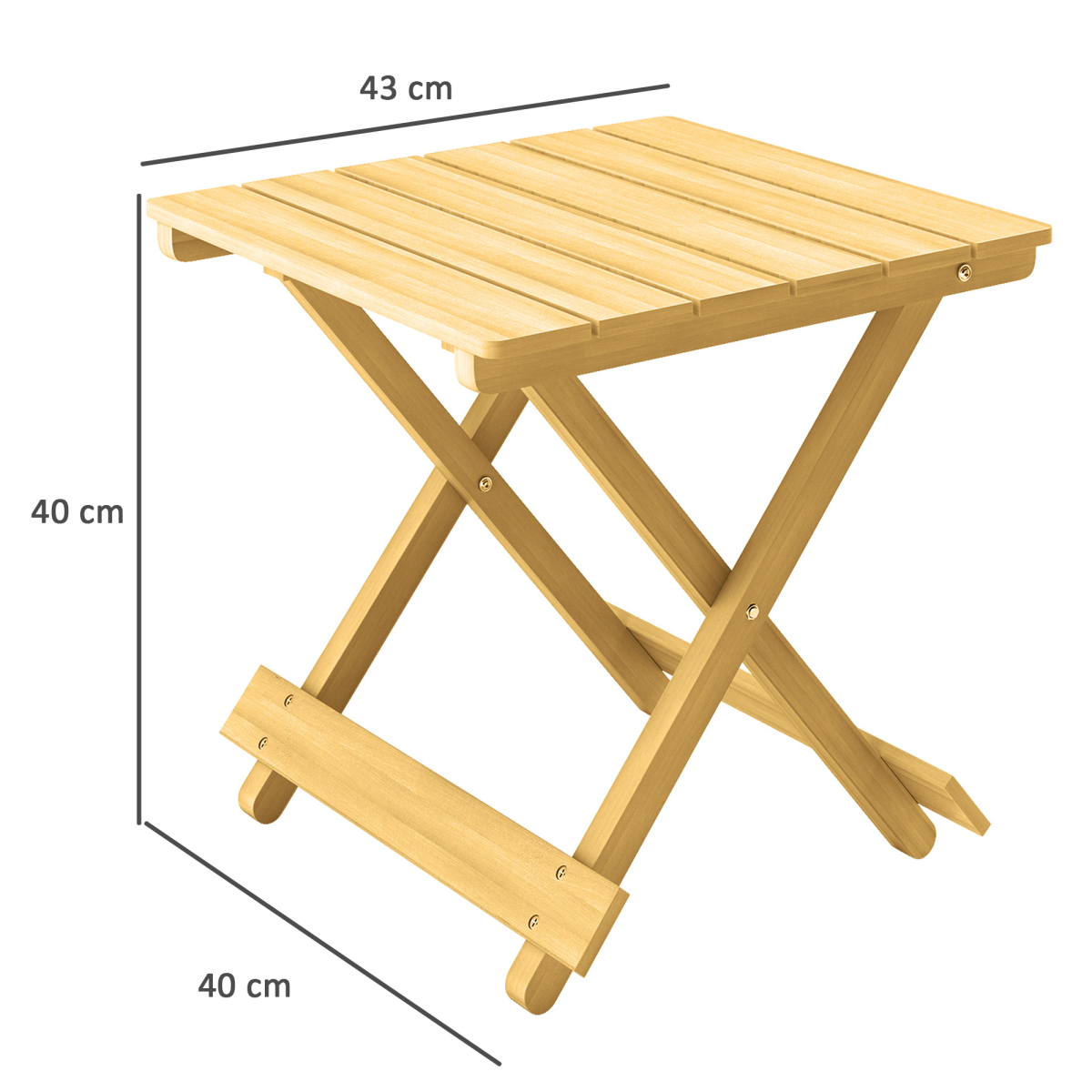 Outsunny Folding Fir Wood Garden Side Table, Nature Wood Finish