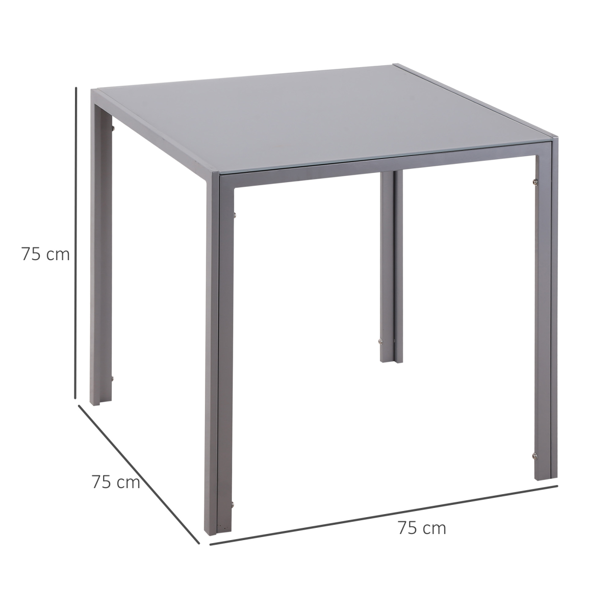 HOMCOM Square Tempered Glass Dining Table with Steel Frame