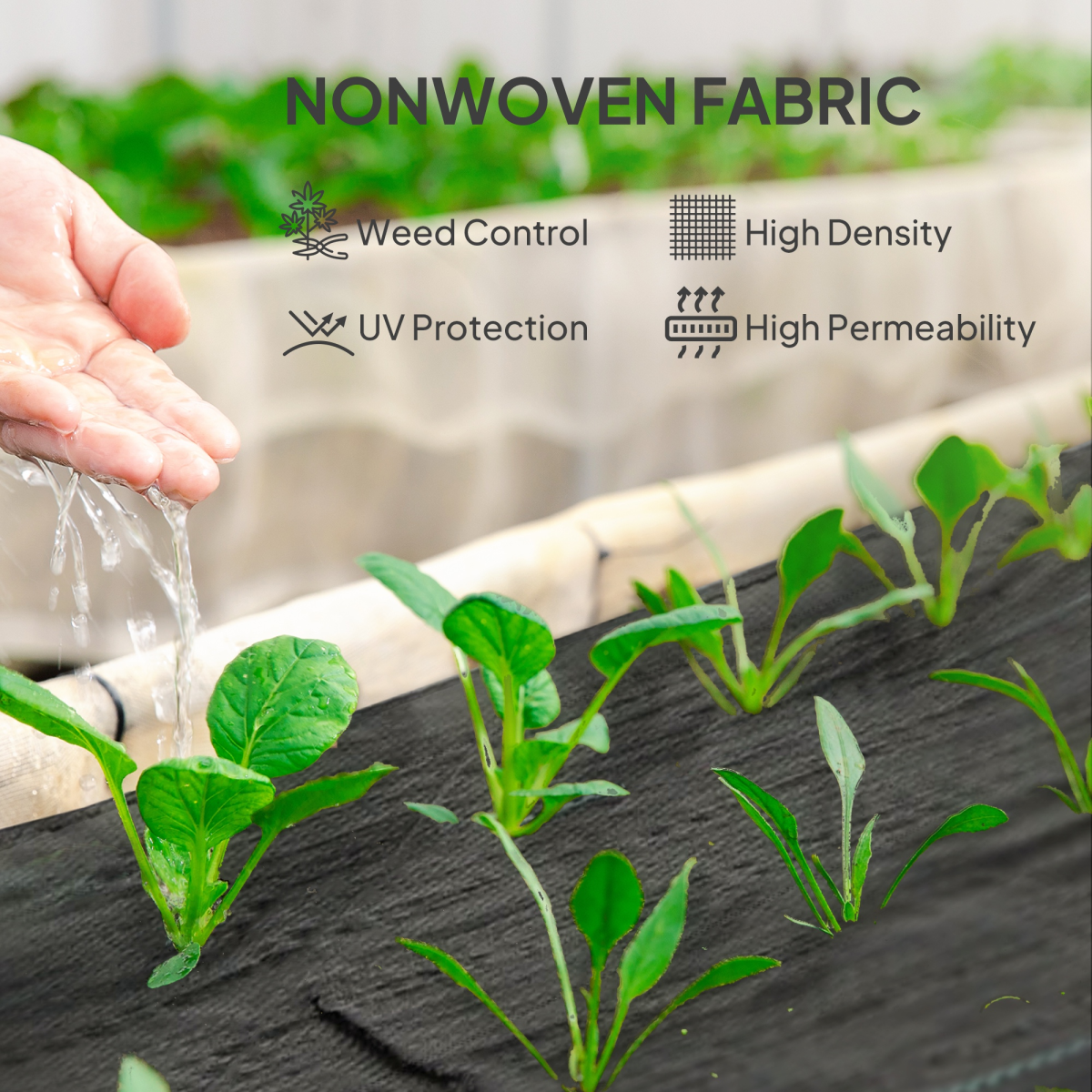 Outsunny Heavy Duty Black PP Weed Control Membrane 2m x 91.4m
