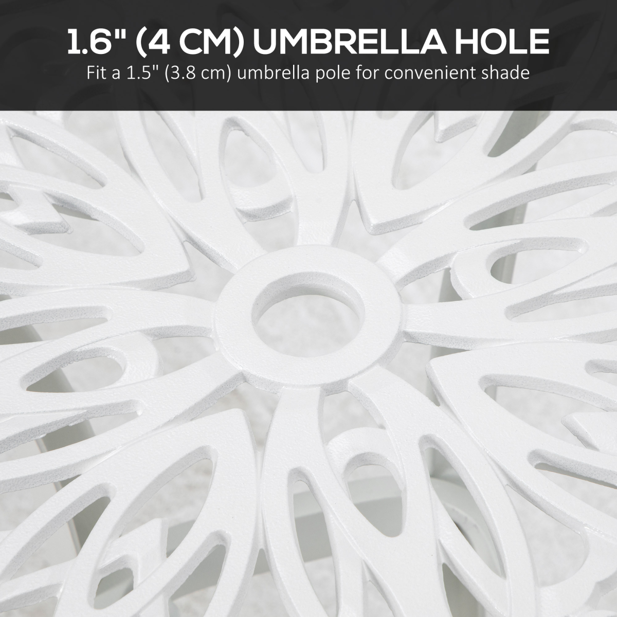 Outsunny White Cast Aluminium Bistro Table with Umbrella Hole