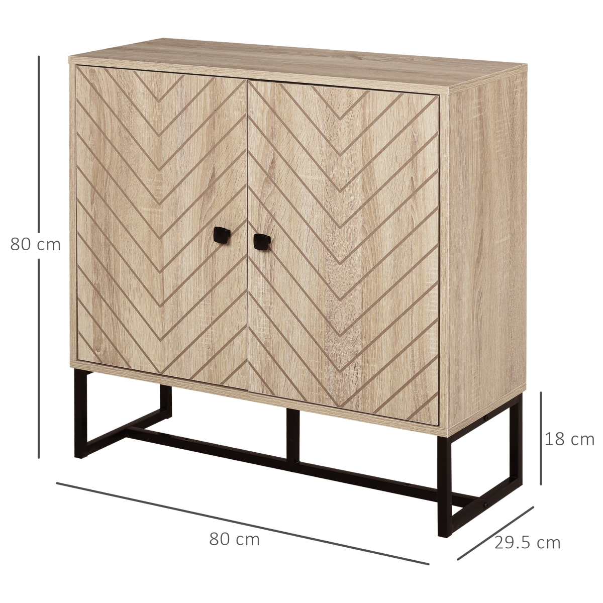 Embossed Arrow Storage Cabinet with Adjustable Shelf and Metal Handles