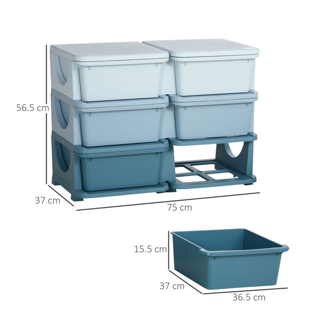 HOMCOM Kids Toy Storage Unit with 6 Drawers, Blue