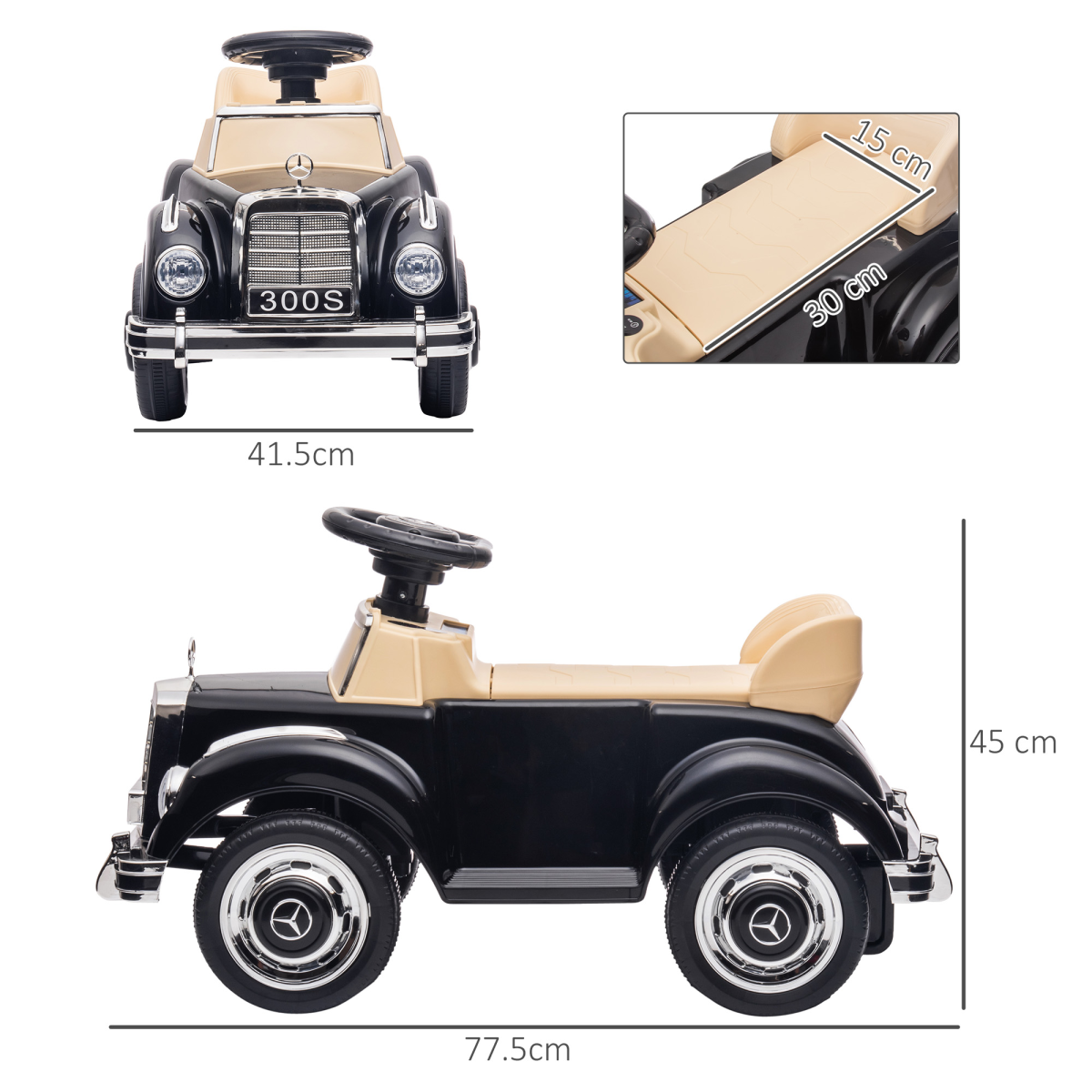 AIYAPLAY Mercedes-Benz 300S Licensed Foot-to-Floor Ride-On Car