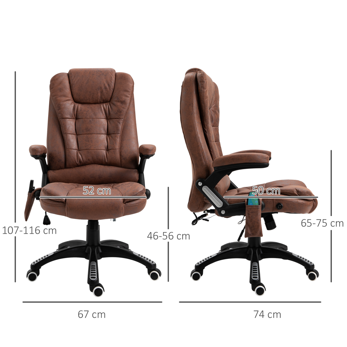 Executive Reclining Chair with Heating Massage Points, Brown