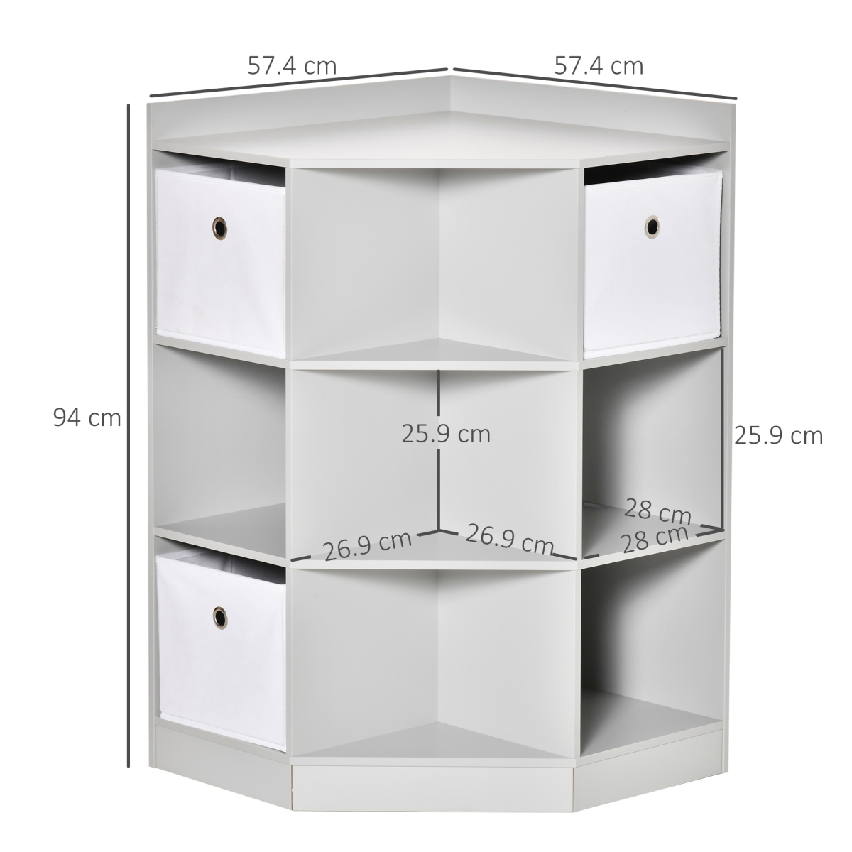 Kids Corner Storage Cabinet with Anti-Tipping Hardware, 9-Compartment Organizer with Drawers, HOMCOM