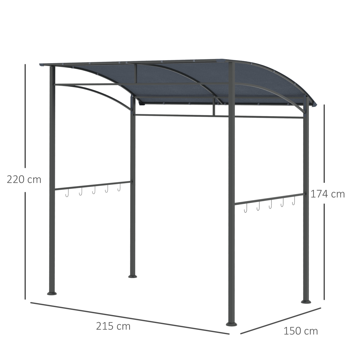 Outsunny 2M BBQ Grill Gazebo Tent with Metal Frame, Weather-Resistant, Grey