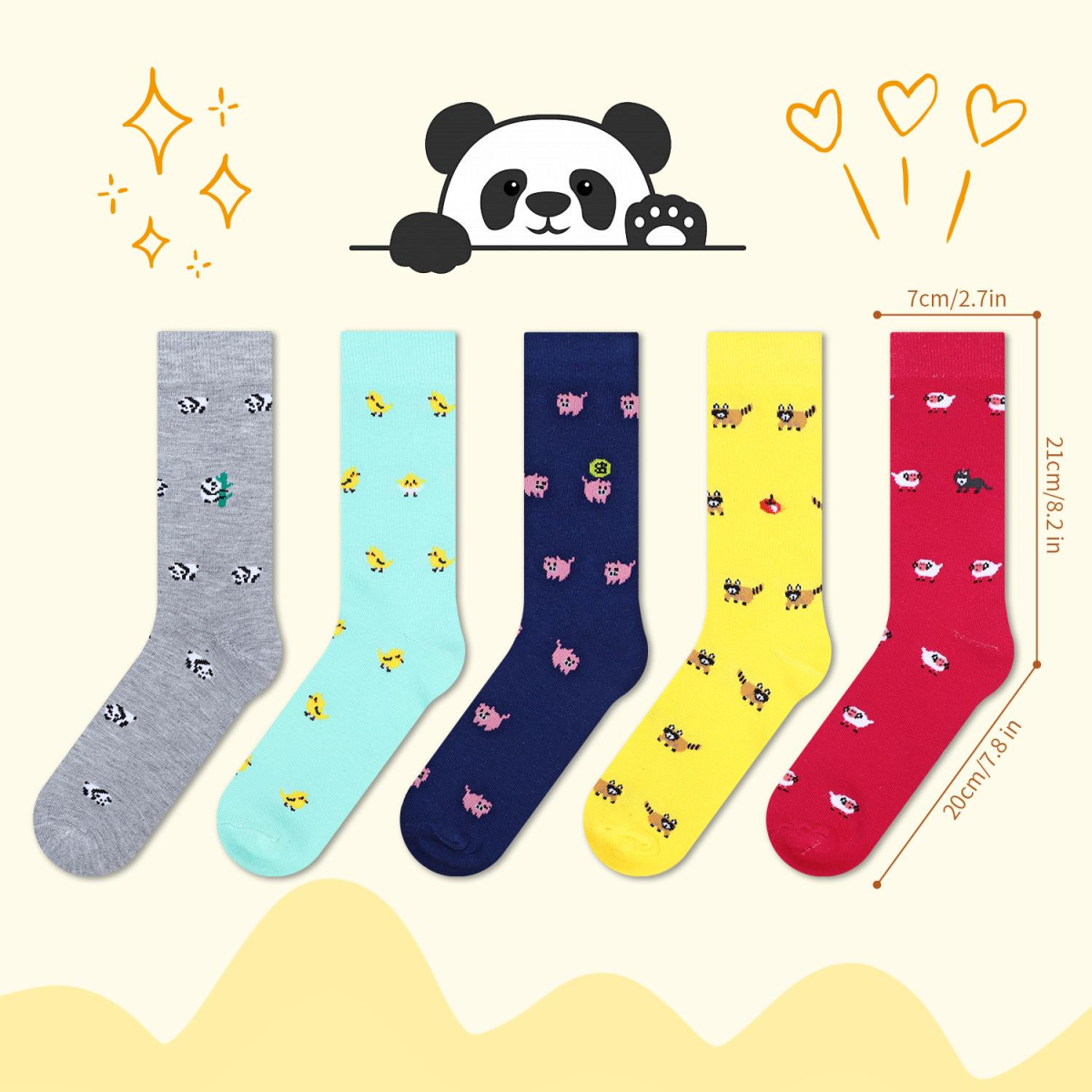 Vinsani Animal Socks 5 Pack, Cute Animal Design, One Size Fits Women UK 4-7 EU 37-40