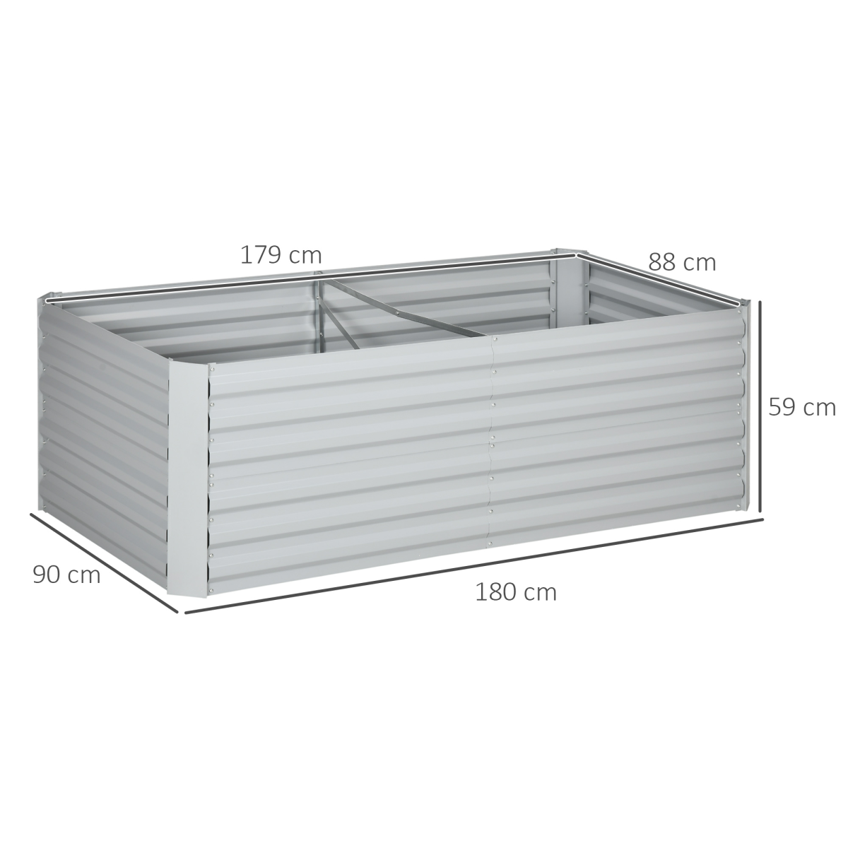 Outsunny Galvanised Steel Raised Garden Bed 180 x 90cm with Reinforced Rods