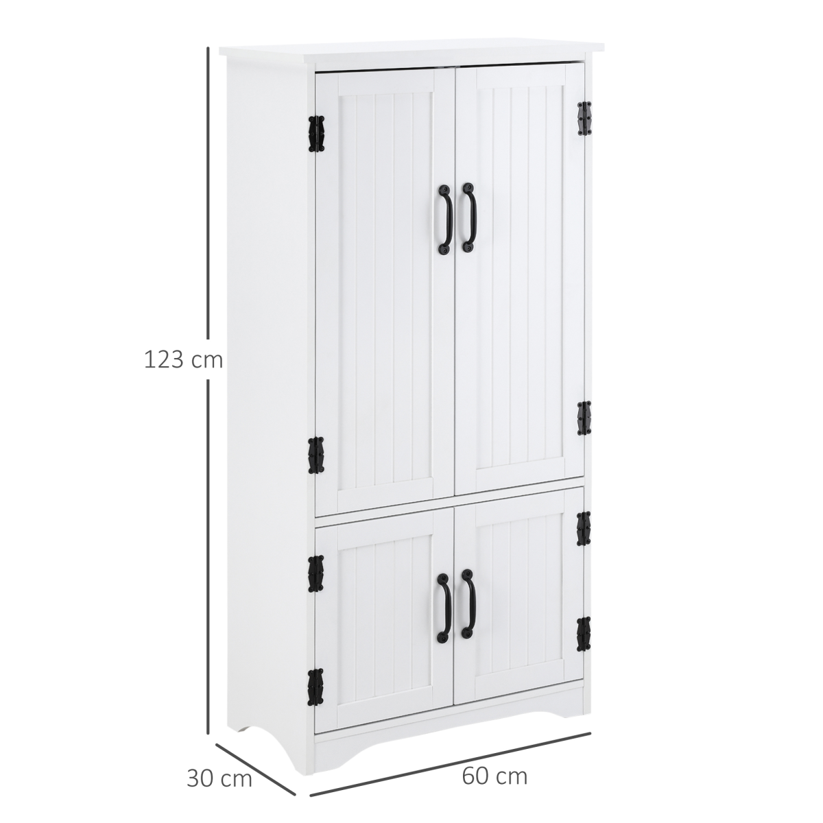 Modern Freestanding Storage Hutch Cabinet with 4 Doors and Adjustable Removable Shelves