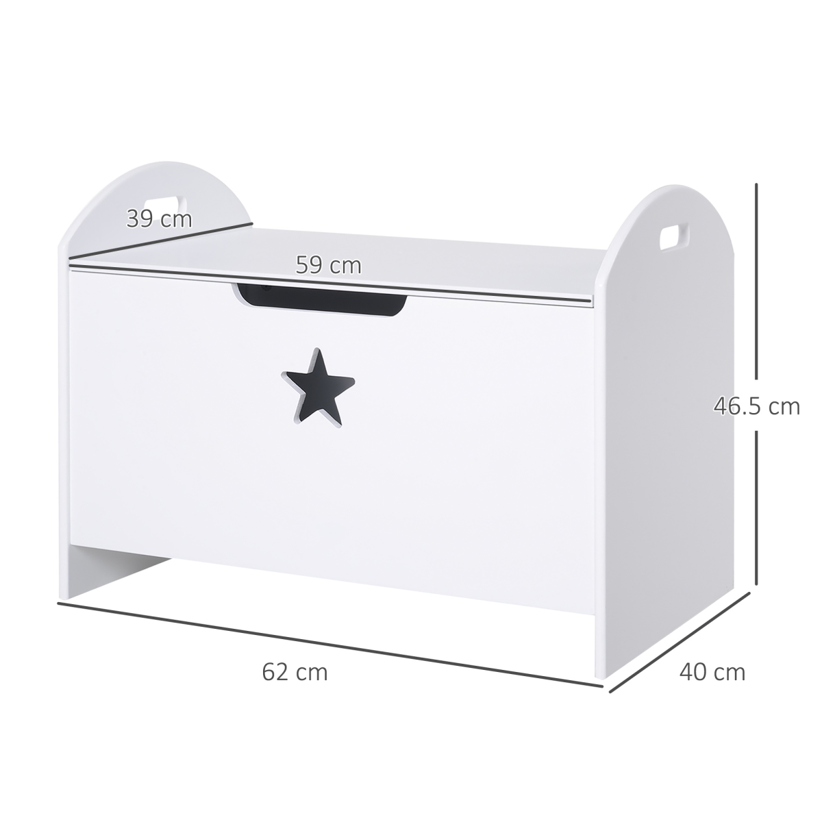 Kids Wooden Toy Storage Box with Handles, White