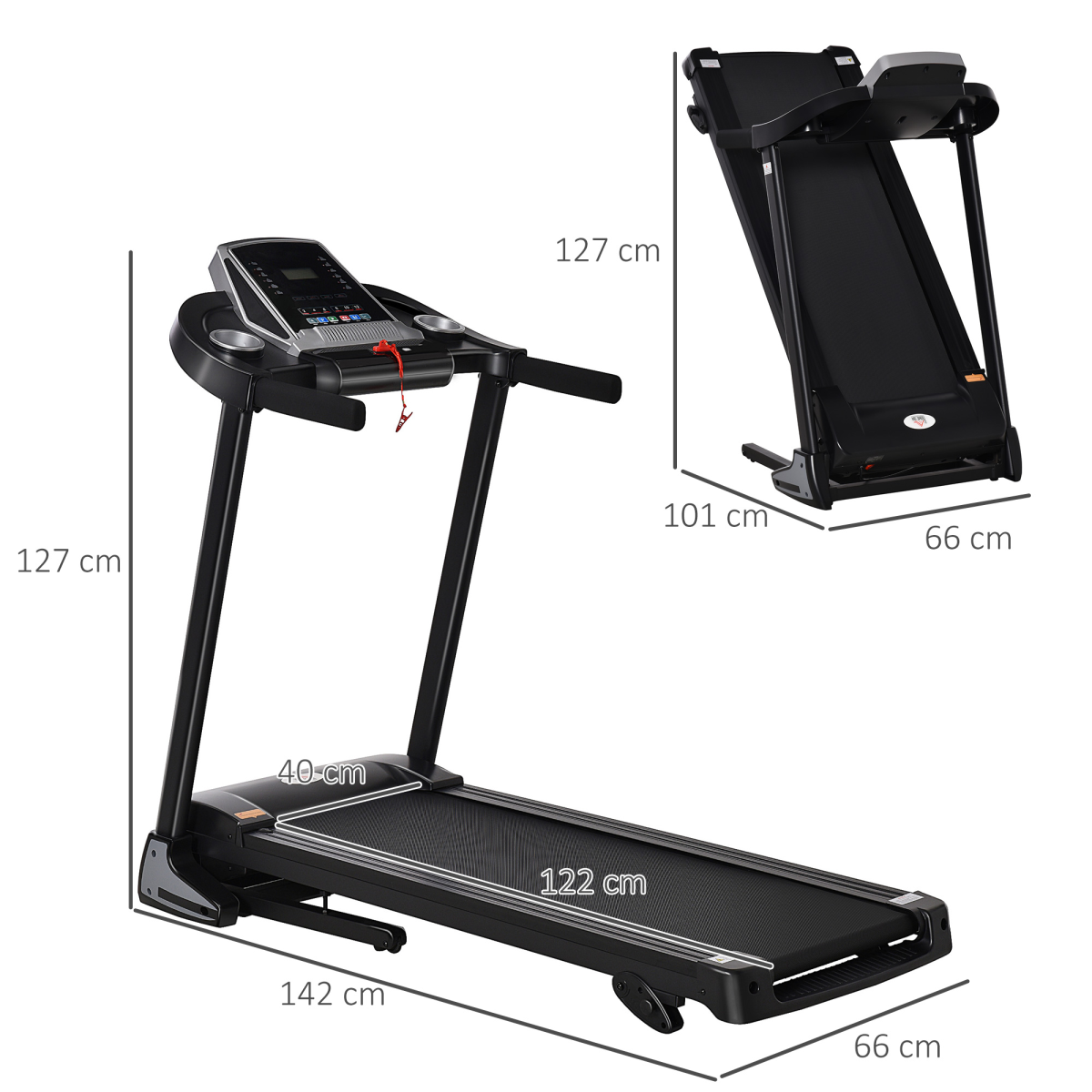 Folding Electric Treadmill 12km/h Incline with LED Display