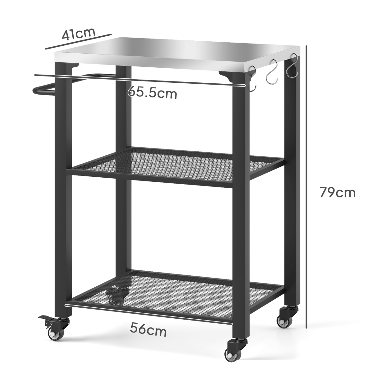 Outsunny Stainless Steel Outdoor Grill Cart with 3 Shelves