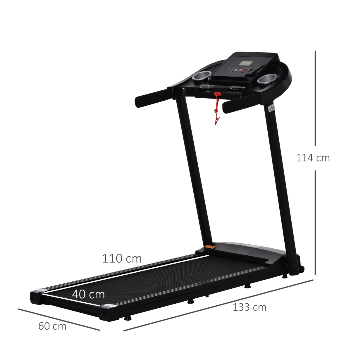 1.5HP Electric Motorised Treadmill with LED Display and 12 Preset Modes, Home Running Machine, Portable Walking Treadmill, 100kg Max Load