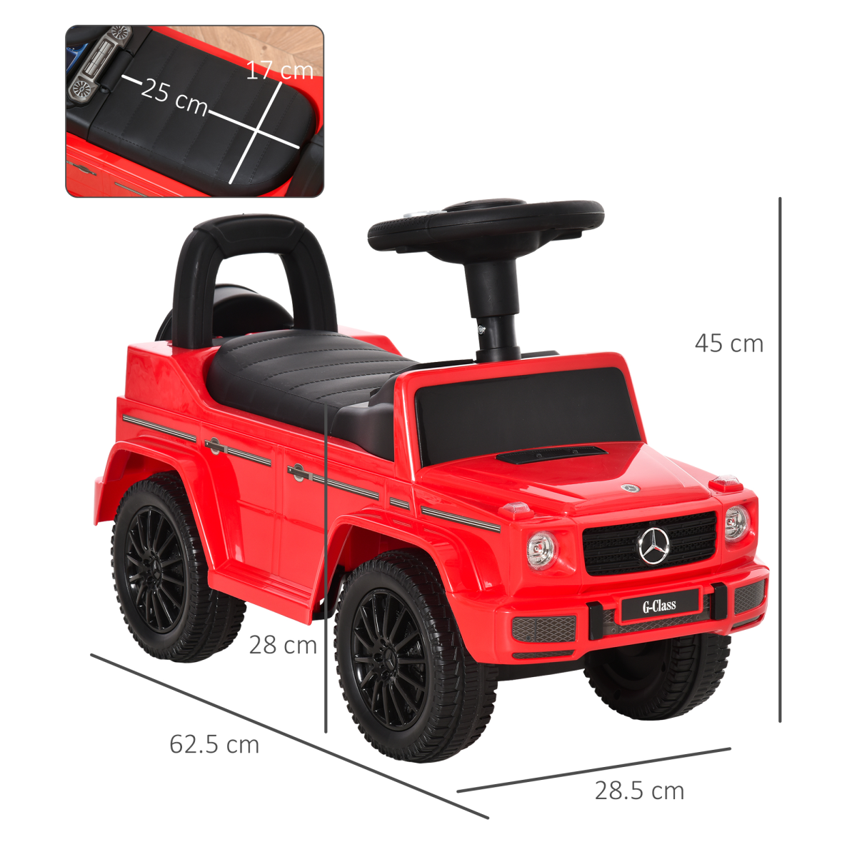 Mercedes-Benz G350 Licensed 3-in-1 Kids Ride-On Sliding Car, Red