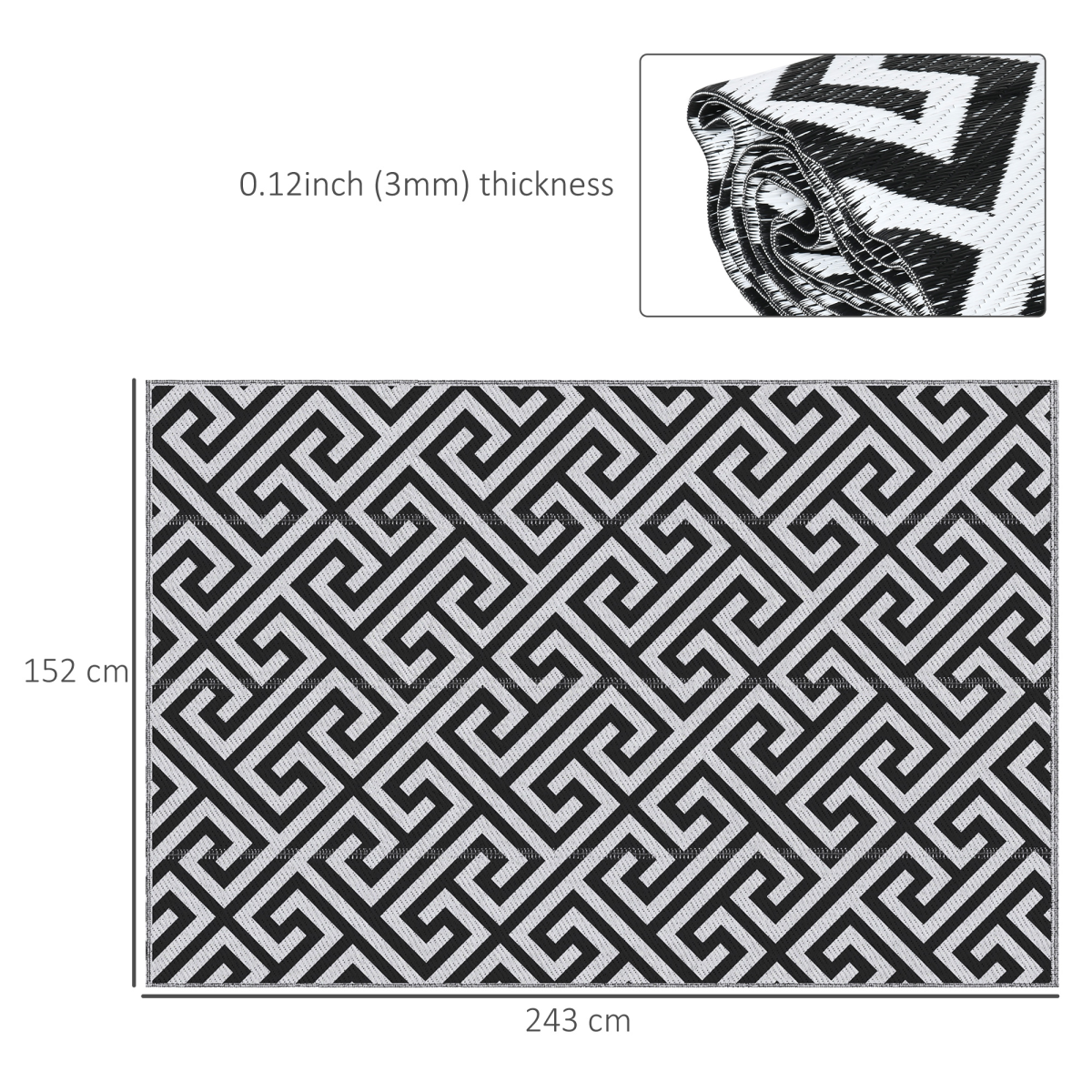 Reversible Outdoor Rug 152 x 243 cm Portable Polypropylene RV Camping