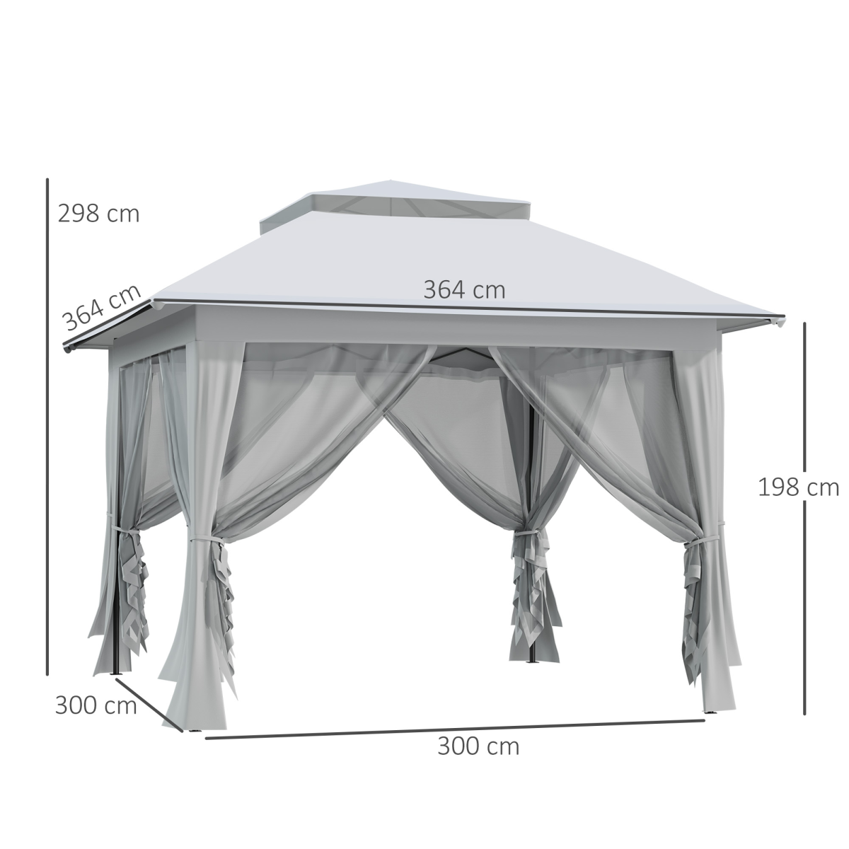 Outsunny 3.6 x 3m Foldable Pop-Up Party Canopy with Steel Frame, Adjustable Legs, Mesh Side Walls, Roller Bag