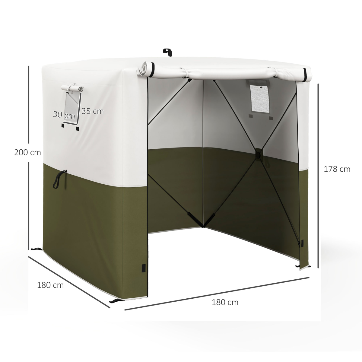 Outsunny 2 x 2m Pop Up Gazebo with Sides, UV30+ Cover, Mesh Windows, Carry Bag, Green