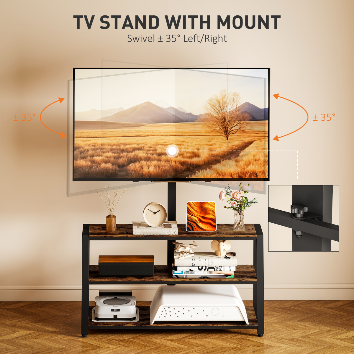 HOMCOM TV Stand with Swivel Bracket for 32-65 Inch TVs