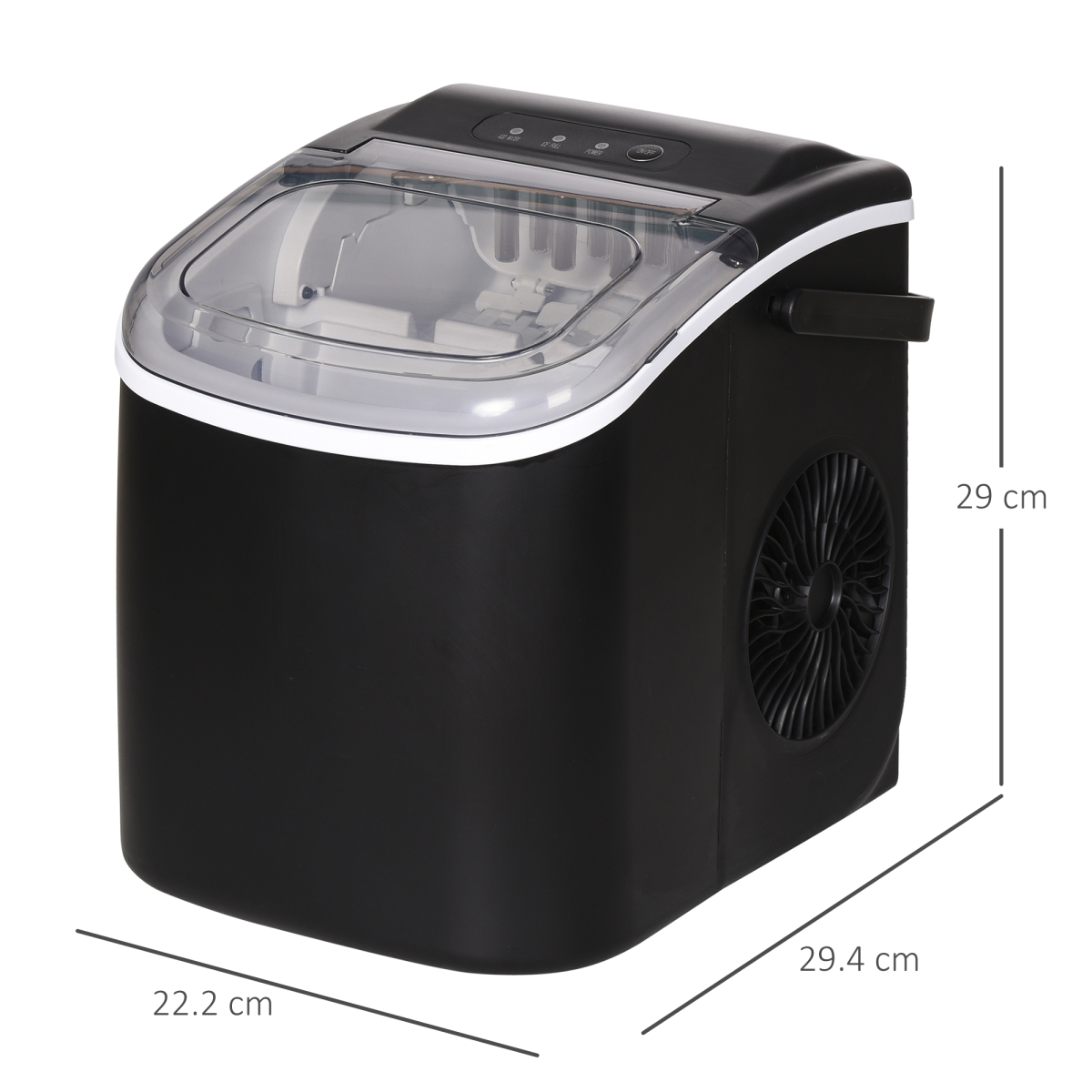 Ice Maker w/ Ice Scoop Basket 12Kg in 24 Hrs 9 Cubes Ready in 6-12Mins