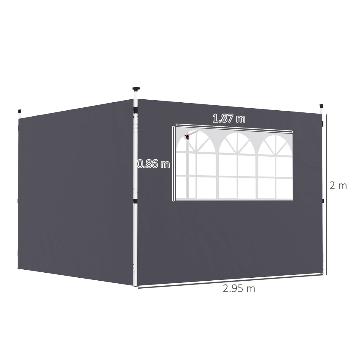 Outsunny 2-Piece Gazebo Replacement Side Panels with Window, Dark Grey