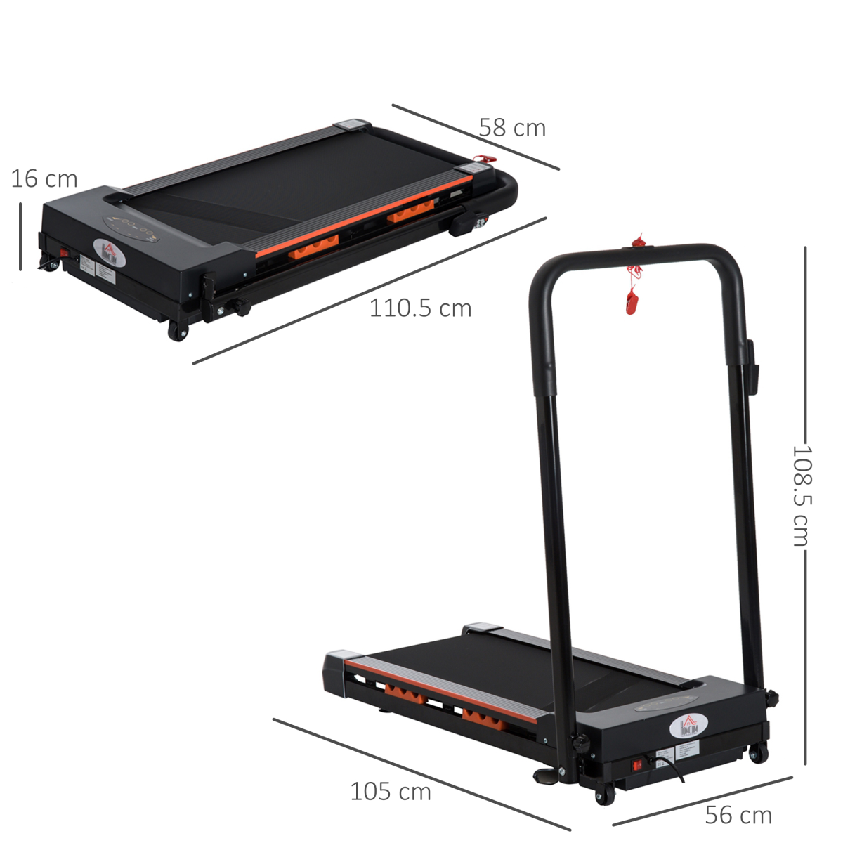 Folding Motorized Treadmill with Remote Control, 1-6 km/h