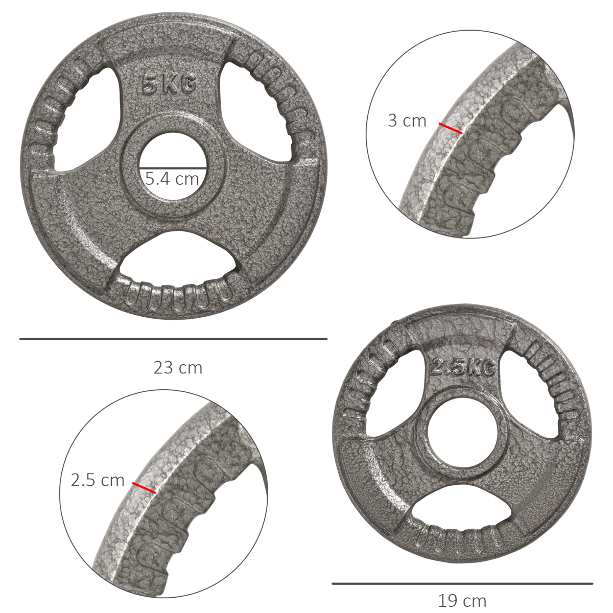 2" Olympic Weight Plates Set, 15kg Total (2 x 5kg, 2 x 2.5kg)