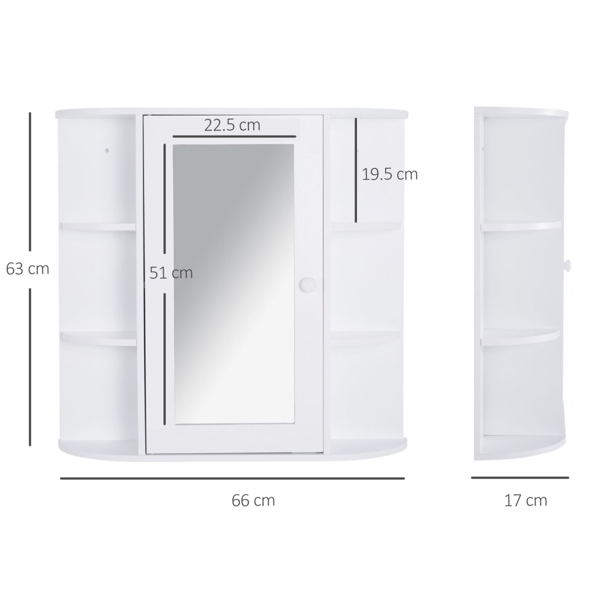 Wall Mounted Bathroom Cabinet with Mirror, Single Door Storage Cabinet with Open Shelves, White Bathroom Wall Cabinet