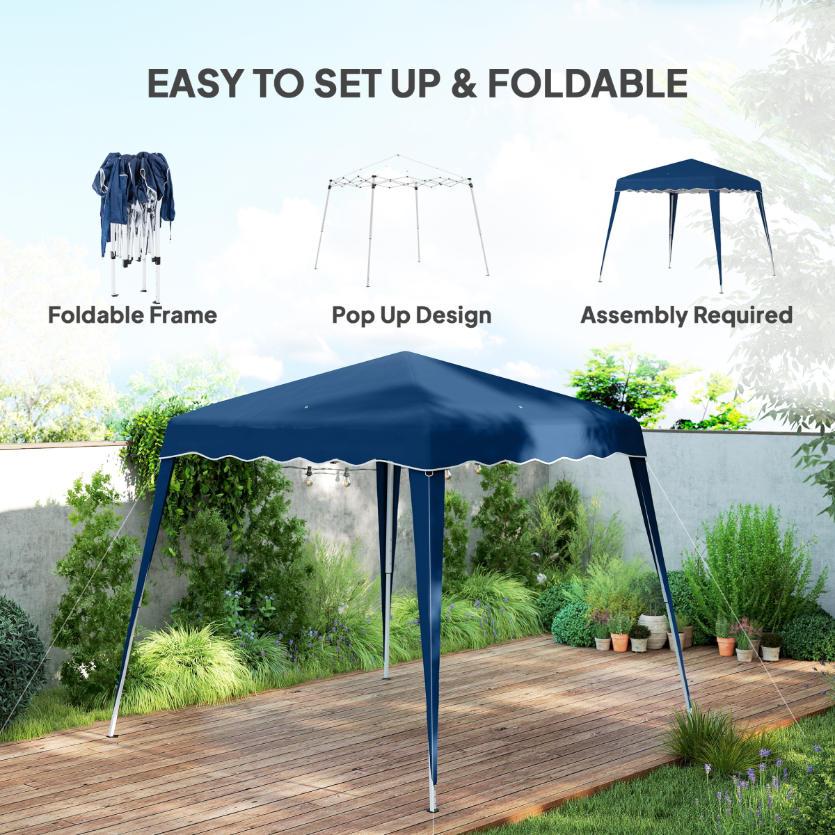 Outsunny 2.5m x 2.5m Pop Up Gazebo Tent, Water-Resistant, Blue
