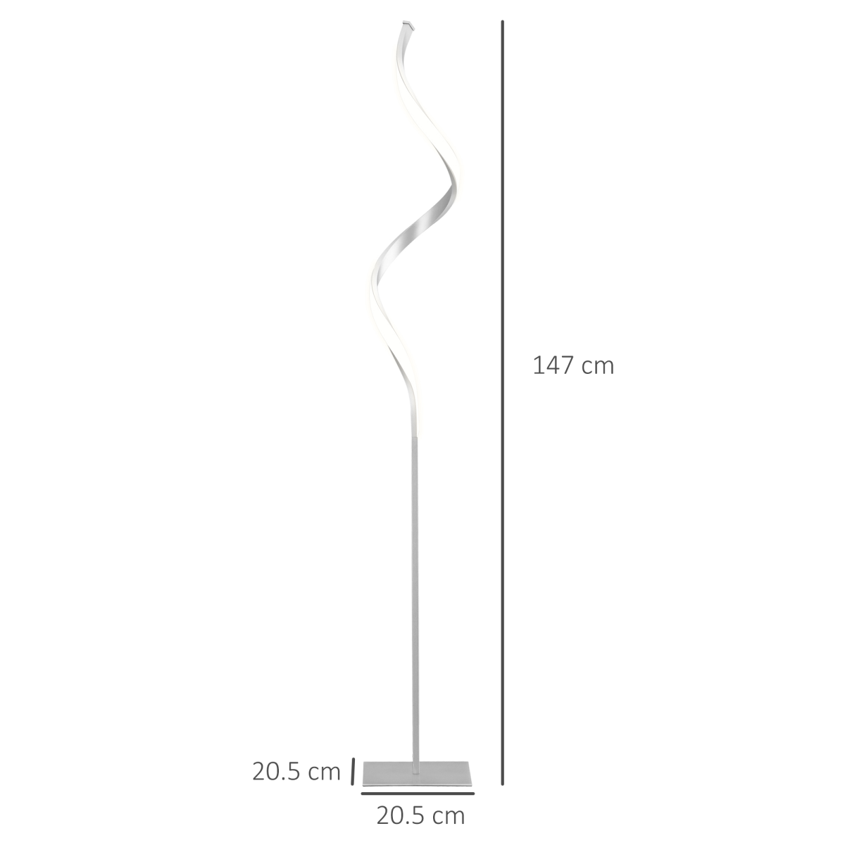 Spiral Floor Lamp, 3 Colour Temperature LED Standing Lamp, Silver
