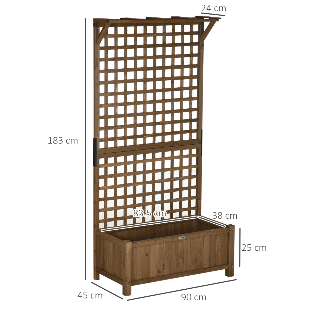 Outsunny Wooden Raised Garden Bed with Trellis and Drain Holes