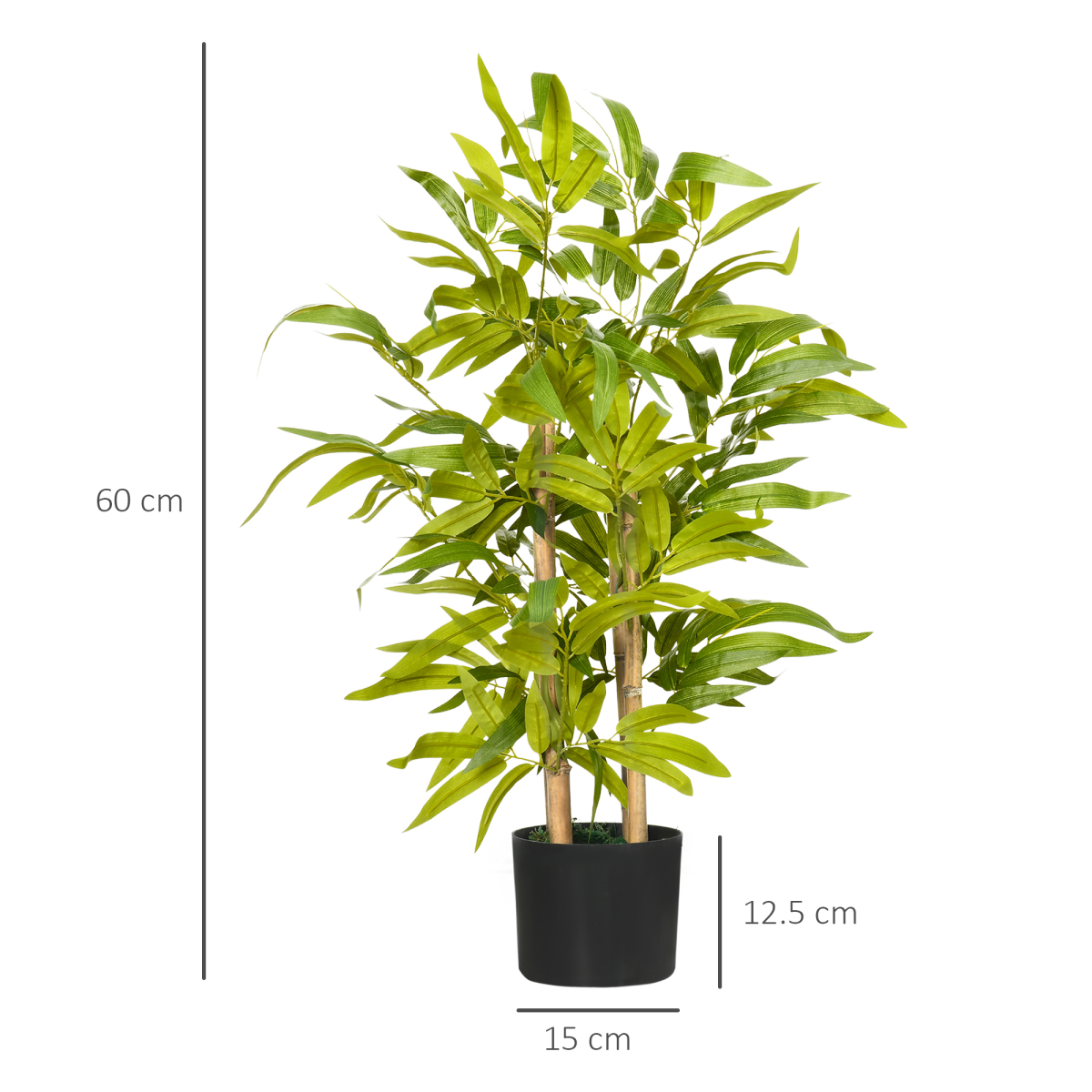 HOMCOM Artificial Bamboo Plant in Pot, 60cm, Indoor/Outdoor